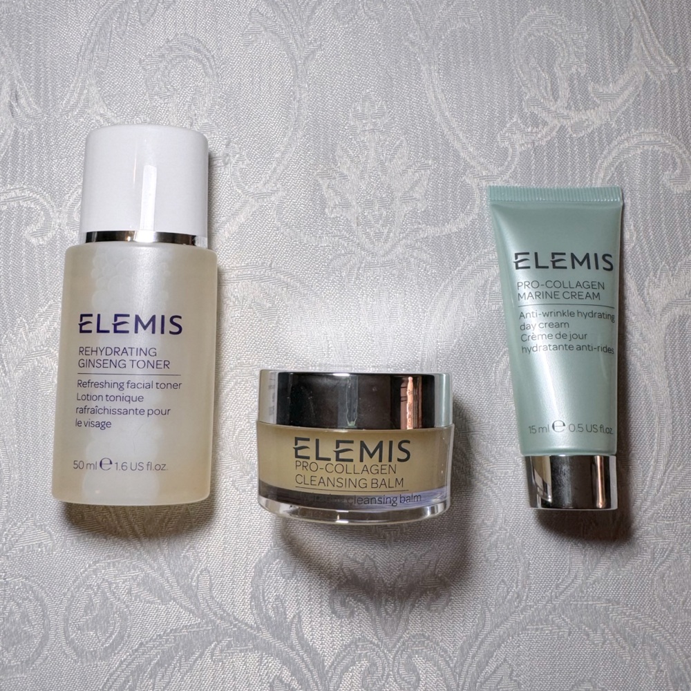 ELEMIS 3 piece Set, Pro-collagen Cleansing Balm, Ginseng Toner, & Marine Cream